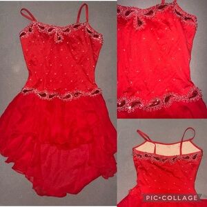 Red dance/ice costume with embellishments